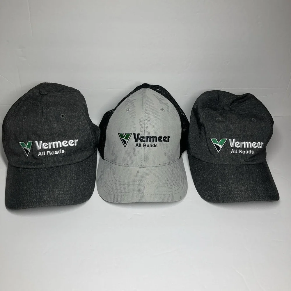 Vermeer All Roads Caps Hats Lot of 3‎ Green Gray Machine Tool Rental Ohio